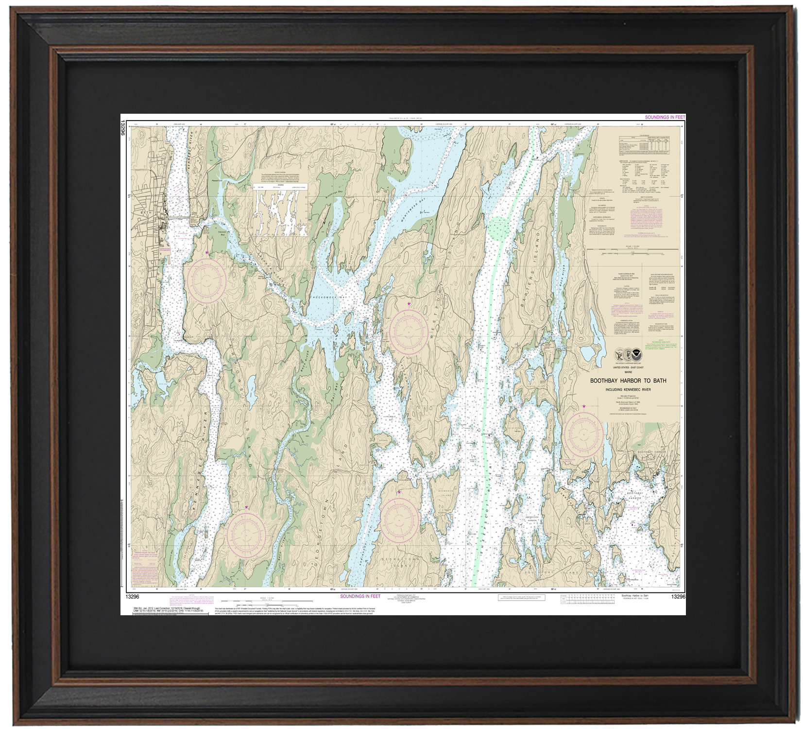 Longshore Tides Boothbay Harbor To Bath, Maine Nautical Chart